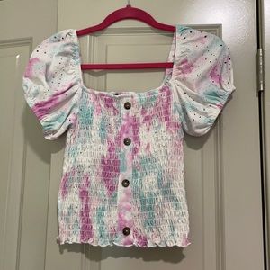 Kaii Los Angeles Puff Sleeve Slightly Cropped Blouse